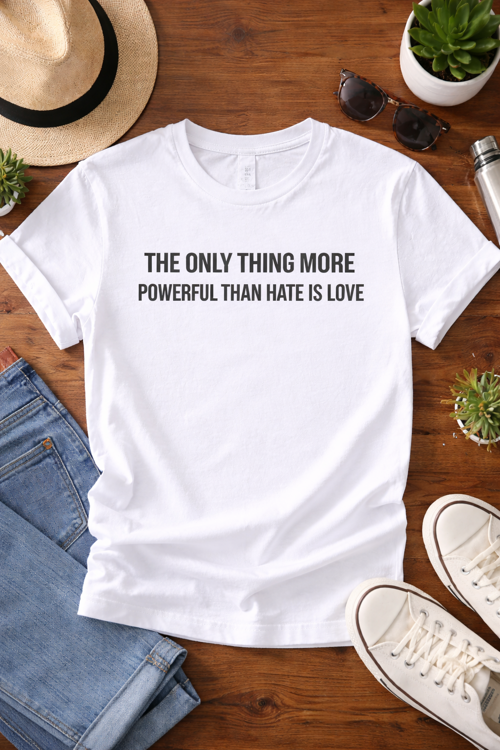 Unisex Classic Tee — “The Only Thing More Powerful Than Hate Is Love”