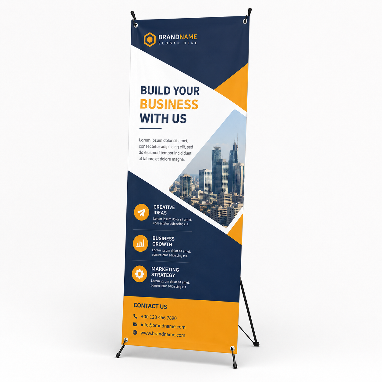X Banner Stand with full color printed Banner